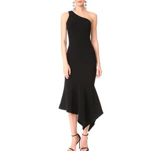 Cinq A Sept Dulcina One Shoulder Sheath Dress Size 0 $465 Black
